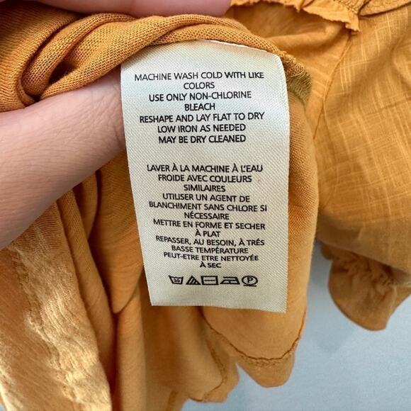 ANTHROPOLOGIE Yellow Ruffle Smocked Peasant Top Cotton Boho Cottagecore | XS - Picture 7 of 7